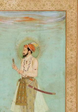 Detail of the standing portrait: the still, exact profile against a pale green ground.